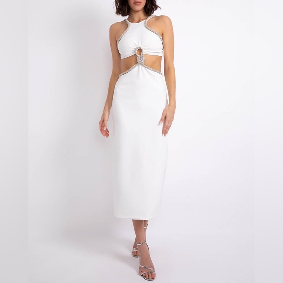 PATBO Rhinestone Trim Cut-Out Dress - Picture 2 of 16